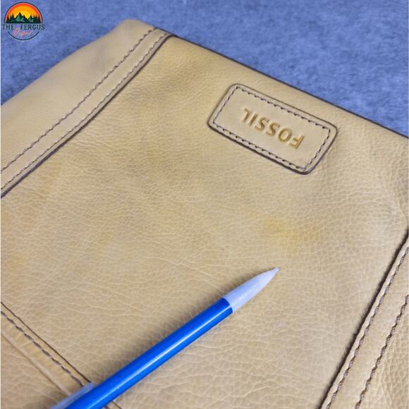 Fossil Crossbody Bag Mustard Yellow Genuine Leather Adjustable Strap Lagenlook - Picture 16 of 16